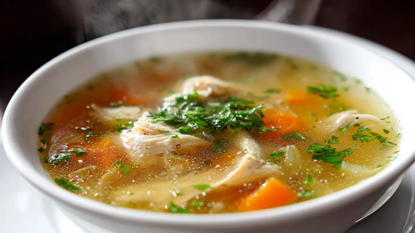 sopa liviana de verduras en primer plano