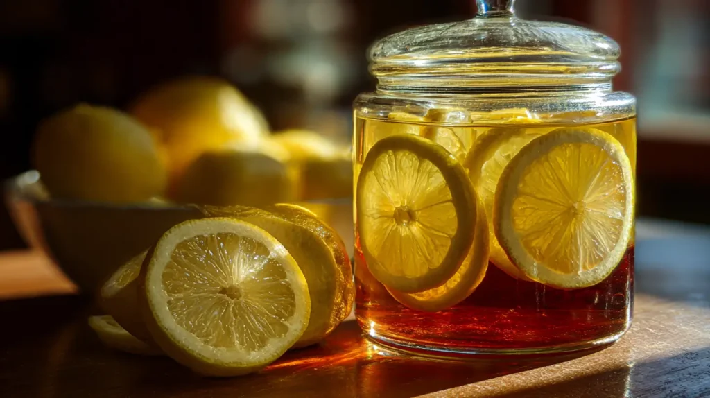 limón e infusión añadidos a ingredientes de la gelatina coreana para bajar de peso