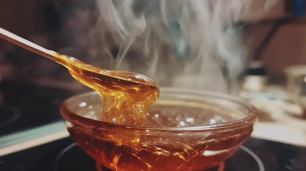 proceso de mezcla al preparar la gelatina coreana