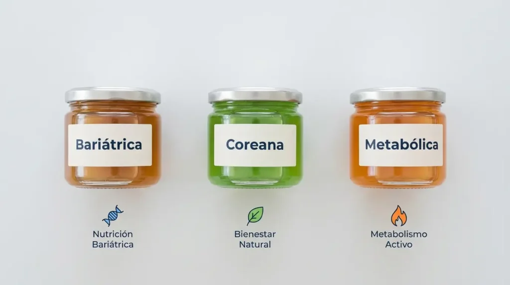 comparación tipos de gelatina bariátrica coreana y metabólica para adelgazar