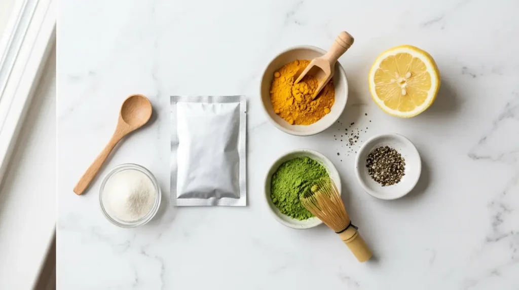 Ingredientes de la gelatina Mounjaro: colágeno, cúrcuma, té verde y gelatina sin sabor