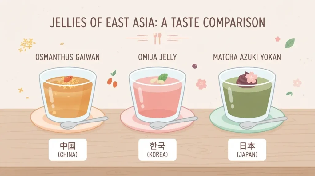 Comparación entre gelatina china, coreana y japonesa para bajar de peso