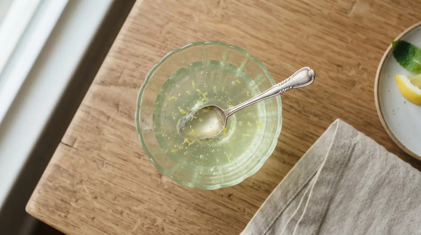 Gelatina Wegovy casera en vaso de vidrio con limón