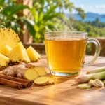 Té costarricense con piña, jengibre, canela y zacate de limón