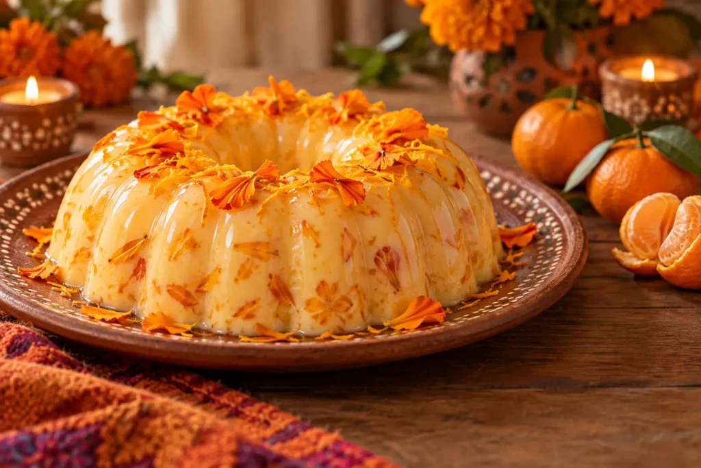 Gelatina de cempasúchil cremosa con mandarina
